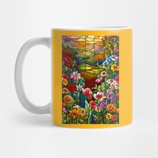 Stained Glass Colorful Mountain Meadow Mug